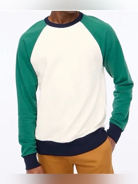 J.Crew Men’s Terry Cotton Pullover‎ Crewneck Marine Salt Green , Large