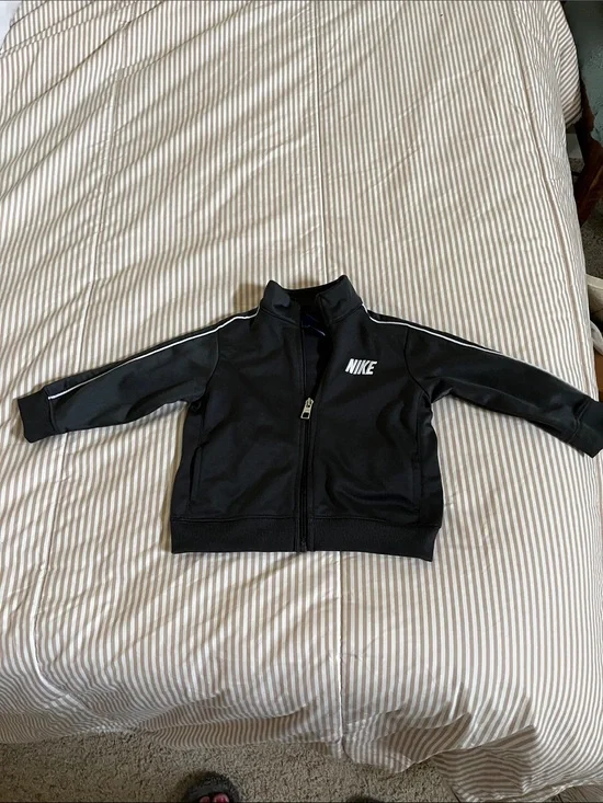 Nike Black Track Jacket with White Logo & Piping