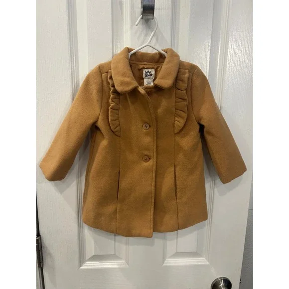 Baby Bgosh Girls‎ Camel Tan Ruffle Pea Coat Jacket 18M