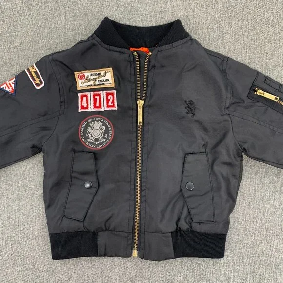 English Laundry Size 2T Kids Zip Up‎ jacket Windbreaker Gray Black Long Sleeve