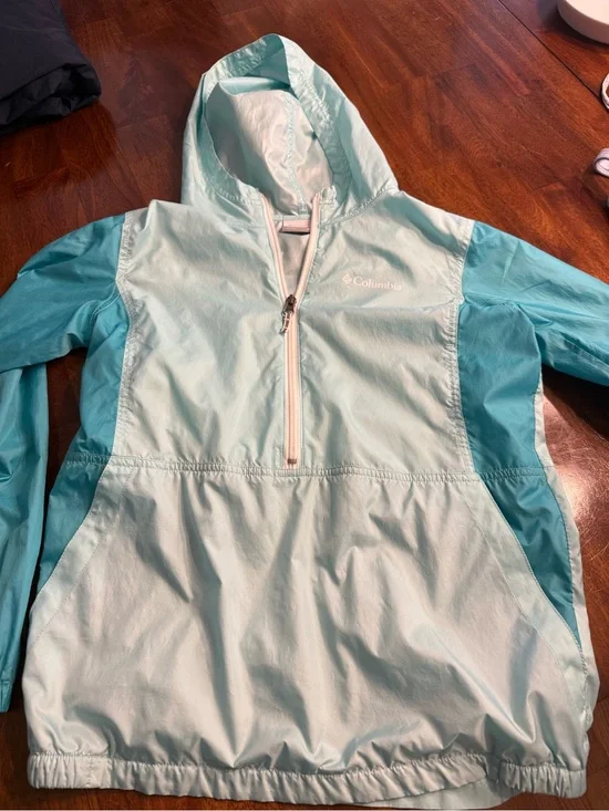Columbia Light Blue/Turquoise Windbreaker Hoodie