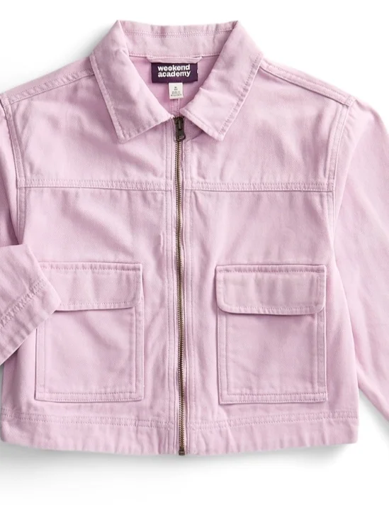 Denim Pink Girls Zip-Up Jacket - M 8 NWT