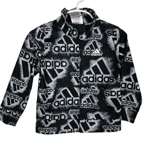 Adidas Black Print Full Zip Jacket Boys 24 Months