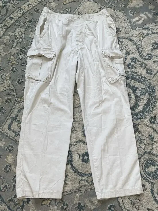 Vintage J.Crew Mens Cargo Pants 32x32 White Ripstop Cotton Military Utility