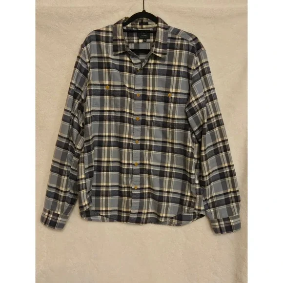 J‎ Crew Slim Fit Plaid Flannel Shirt Mens XL Blue/Gray Cotton Button Down
