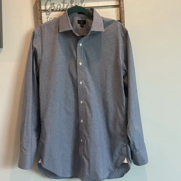 J Crew Ludlow Shirt Long Sleeves Like New Slim Fit White & Blue 15 1/2” Neck