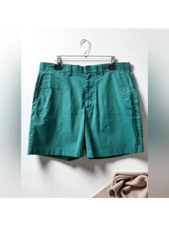 J.Crew Stanton Khaki Chino Shorts Mens 33 Cotton Twill 7” Inseam Teal Green