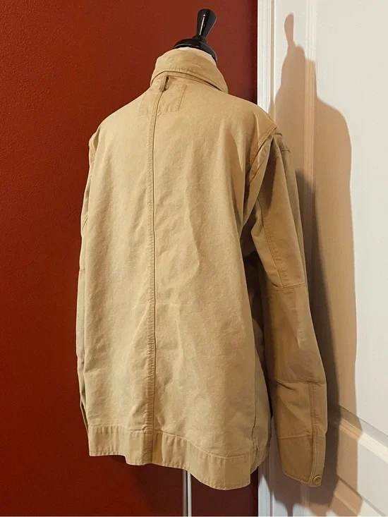 J Crew Men’s Tan Duck Canvas Button Front Utility Work Chore Barn Coat Jacket