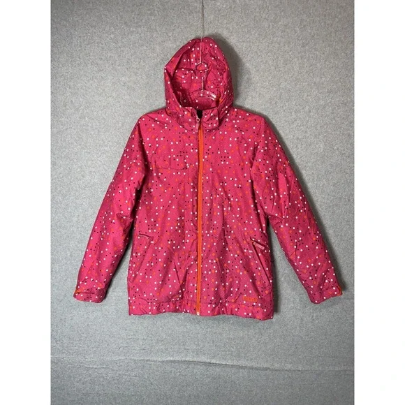 Marker Jacket Youth Girls 14 Pink Dotted Hooded Full Zip Ski‎ Snow Winter Coat