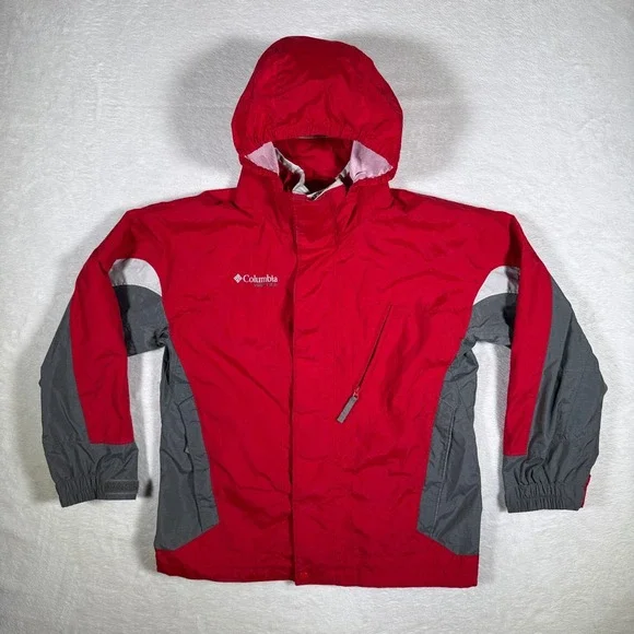 Columbia Bugaboo Jacket Youth 10 12 Red Gray Waterproof Hooded‎