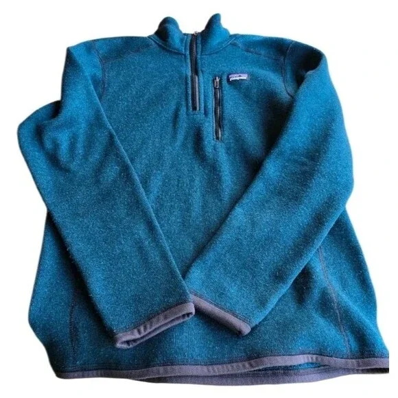 Patagonia YOUTH Green Heather  Sweater Fleece 1/4 Zip Pullover Jacket XL 14