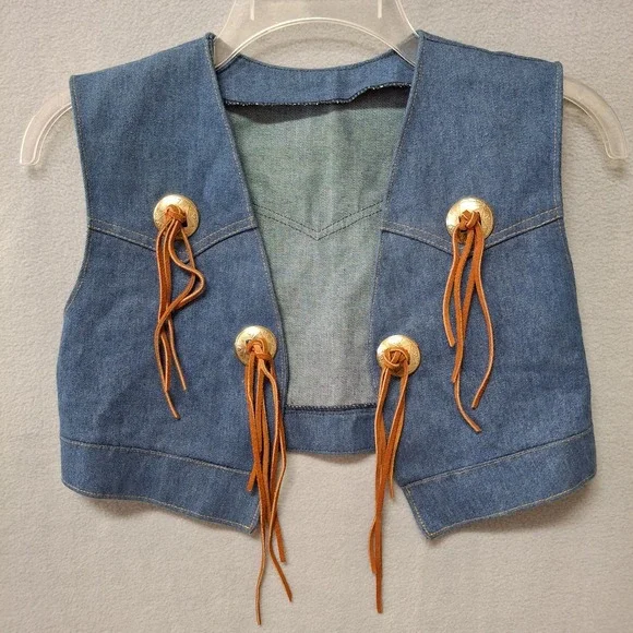 Unbranded Boy's Small Blue Denim‎ Vest Western Cowboy Rodeo Theater Costume Play
