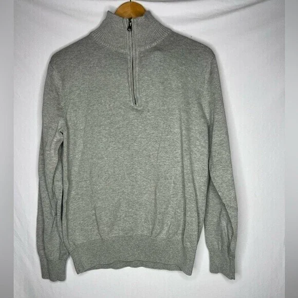 J Crew Mens 1/4 zip gray sweater size L