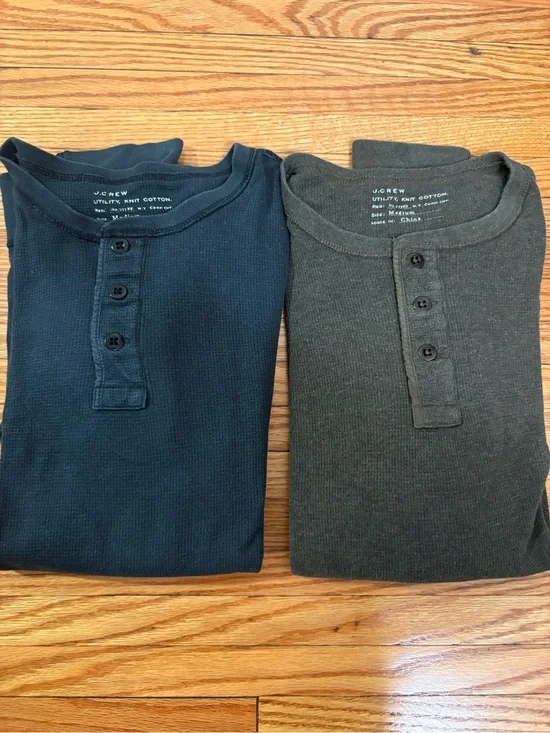 J. Crew Men’s LOT of 2 Lightweight Waffle Henley’s Medium