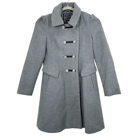 Rothschild Girls Medium Double Breasted Gray Pea Coat‎ Formal Holiday Winter