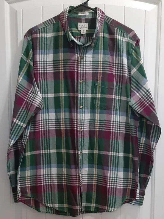 J. Crew Men's Classic Indian Madras Plaid Button-Down Shirt - Medium