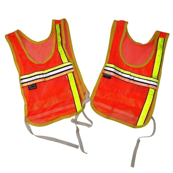 Kids Safety Vest High Visibility Orange Mesh Reflective‎ Tie Closure Set of 2