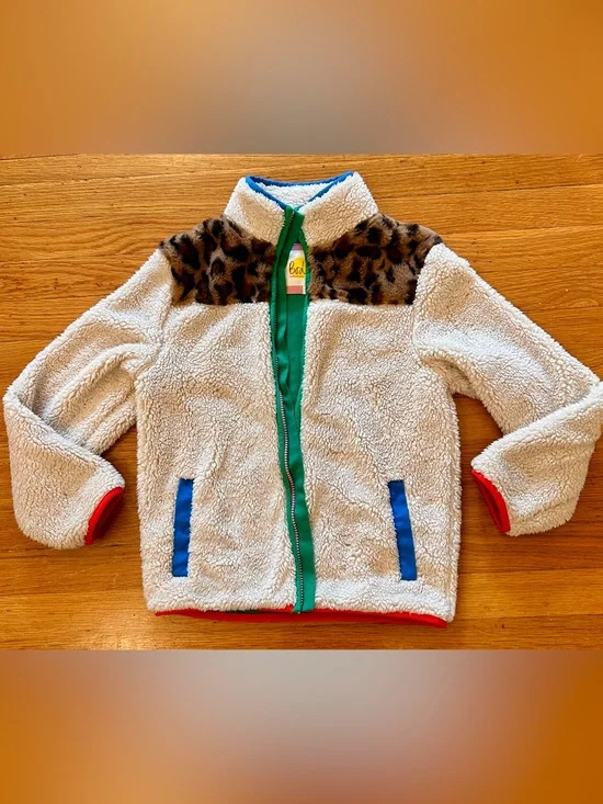 Mini Boden Leopard Fleece/Sherpa, 9-10