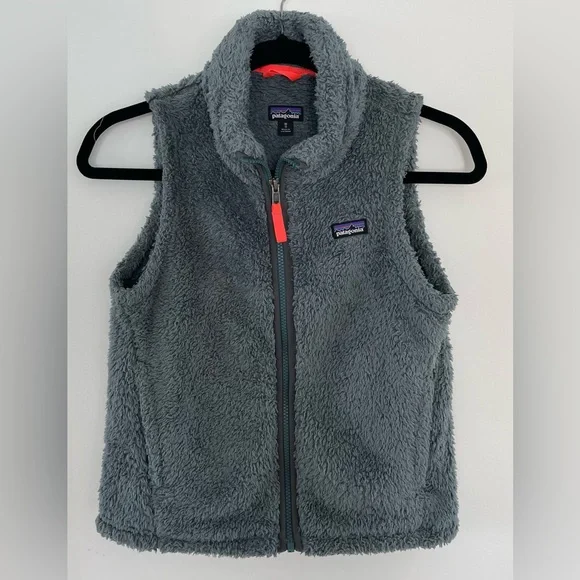 Patagonia Vest Grey & Red Pulls Los Gatos Fleece #65490 Youth Girl’s Size Med 10