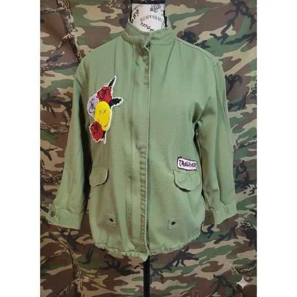 Zara‎ Girls Military Shacket 11-12 Troublemaker Patch Edgy Streetwear