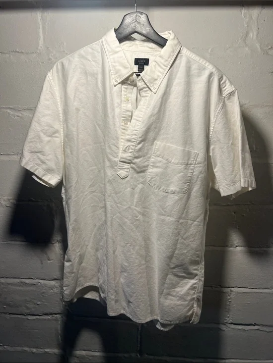 J Crew popover short sleeve oxford white XL