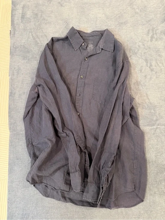 J. Crew Men's Casual Linen Button-Down Shirt — Blue