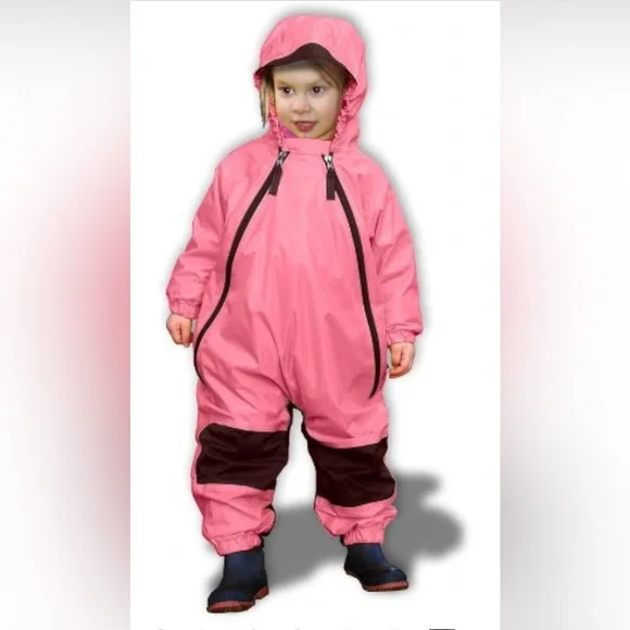 Tuffo Muddy Buddy Hooded Rainsuit Coverall Pink Size 18mo Waterproof Utility NWT