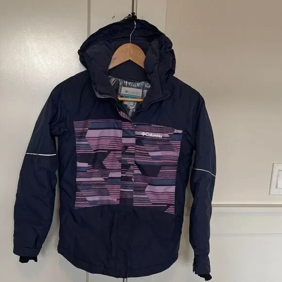 Columbia Blue Purple Patterned Omni-Heat Ski Outdoors Winter Jacket Size M 10/12