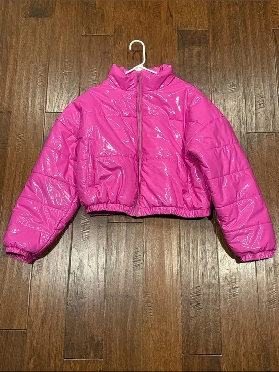 Women’s XL Barbiecore Shiny Fuchsia Puffer Jacket