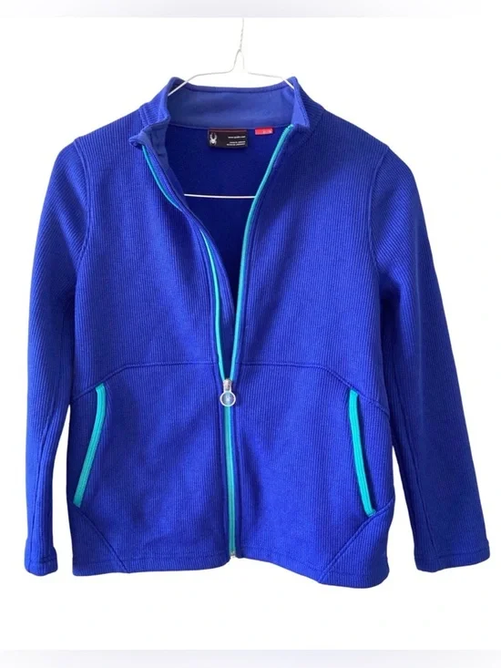 Spyder Girls XL 18 Full Zip Fleece Jacket Royal Blue Teal Ski Outdoor Active