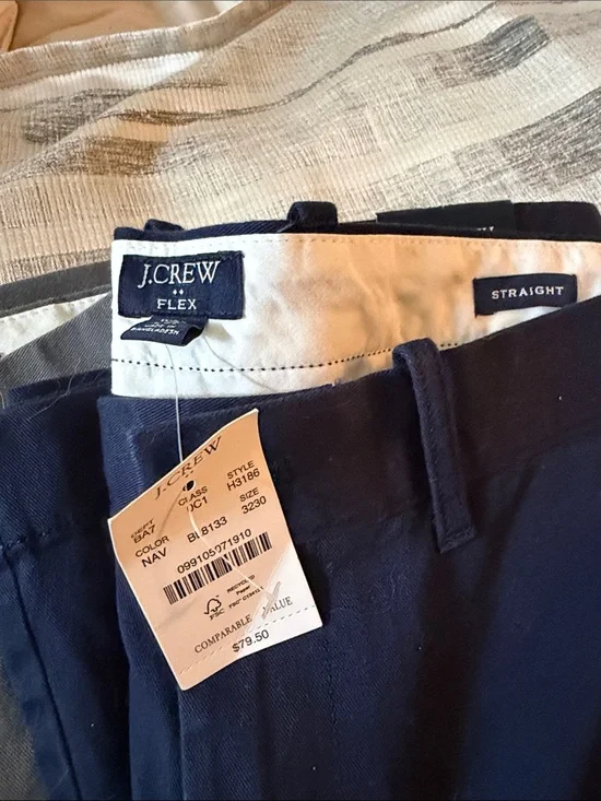 J. Crew Navy Straight-Fit Flex Chinos NWT