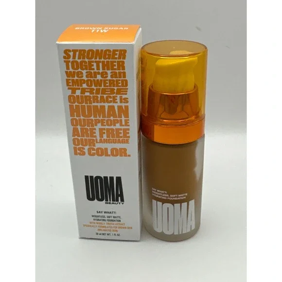 UOMA BEAUTY SAY WHAT?! Weightless Soft Matte Foundation Brown Sugar‎ T1W BNIB