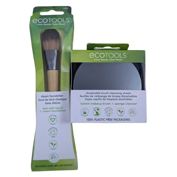 Ecotools‎ 30 Make-up Brush Cleaner Sheets & Classic Foundation Makeup Brush