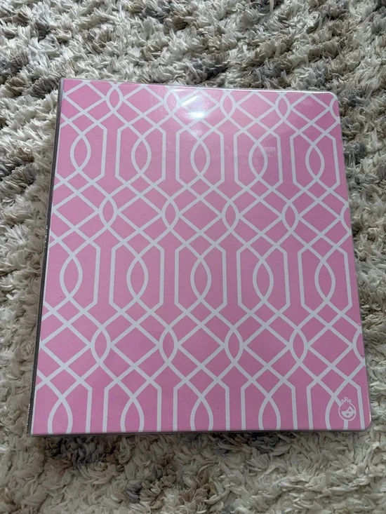 Pink 1” Geometric Pattern Binder