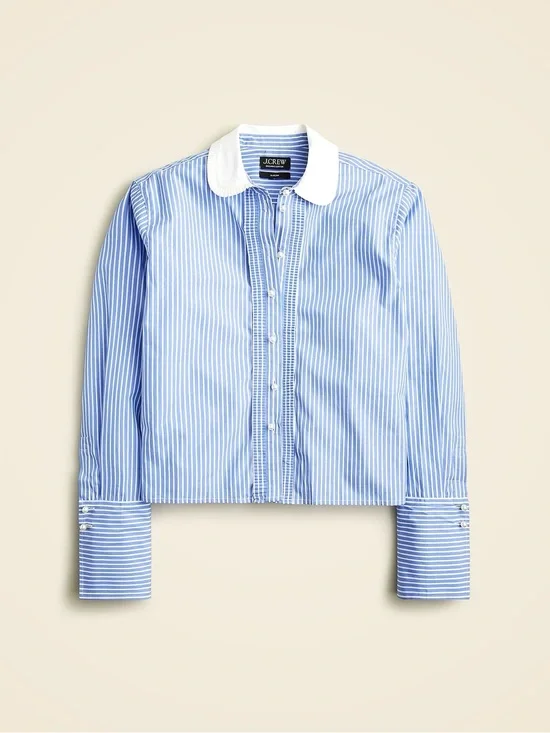J. Crew Garçon cropped Stripe Button-Down Shirt with pearl buttons-size 2
