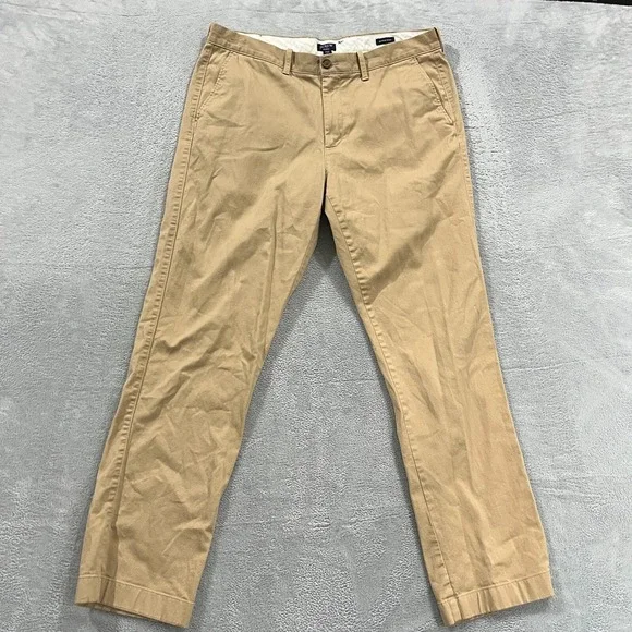 J. Crew Flex‎ Chino Pants Mens 35x32 Khaki Tan Slim Straight Preppy Stretch