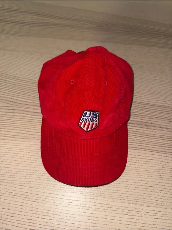 J.Crew Special Edition US Skiing Red Corduroy Baseball Cap
