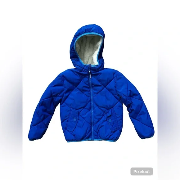 Cat & Jack Hooded Puffer Jacket Royal Blue Boys Youth Size XS