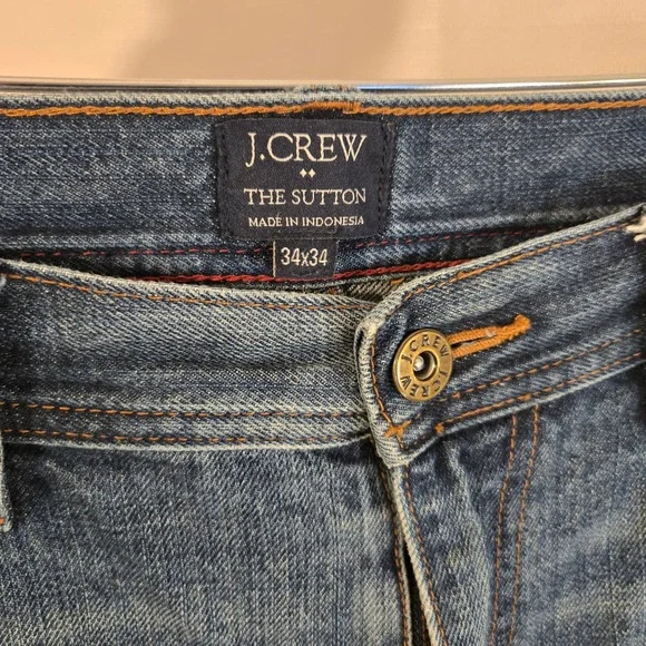 J. Crew The Sutton Mens 34(32)x34(36) Straight Leg‎ Blue Wash Denim Jeans READ