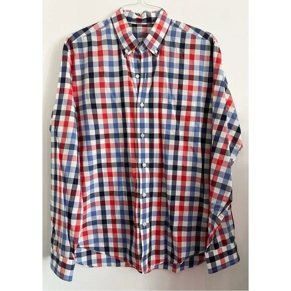 J. Crew • Men's Red and Blue Plaid Shirt Light Weight