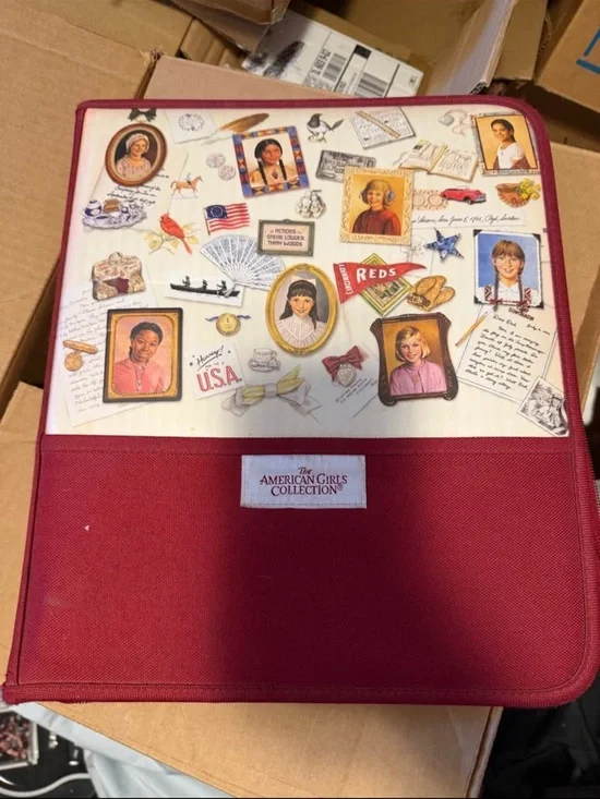 American Girl Red and Cream Binder Folder with Heritage Collage