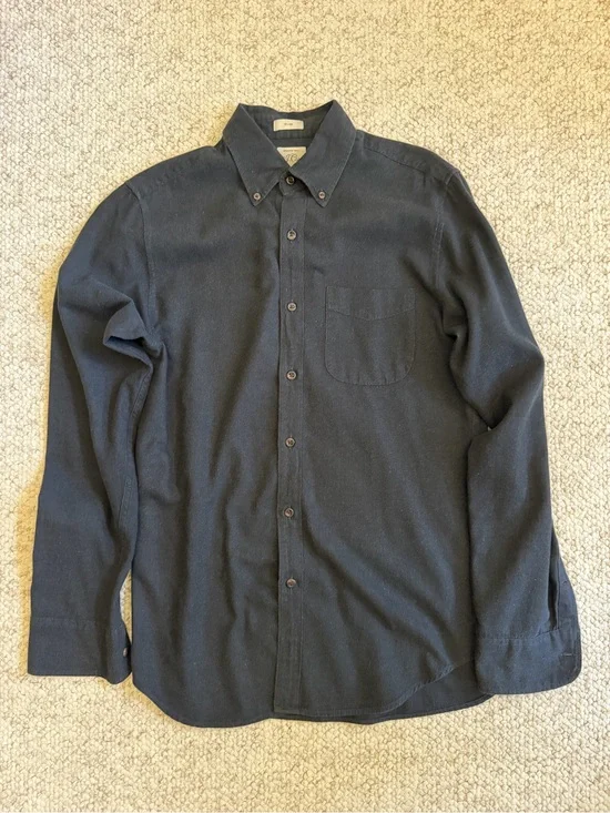 J. Crew Men's Brushed Twill Cotton Button Down  Slim Fit Shirt - Small - Black