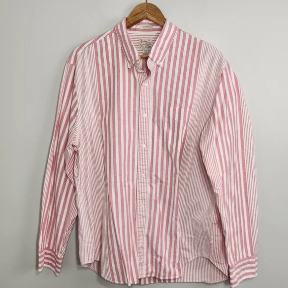 J. Crew The Broken-In Oxford Organic Cotton Striped Shirt Size XL preppy Summer