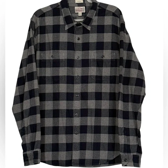 JCREW Men’s Midweight Flannel Workshirt in Navy/Gray Size XL