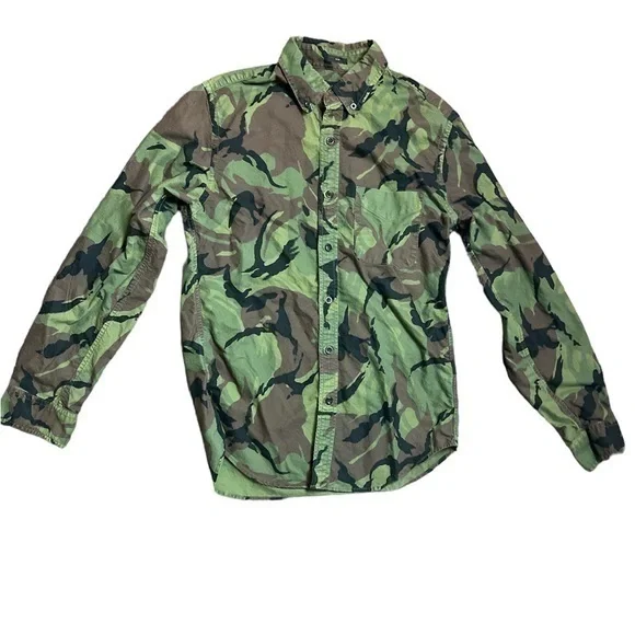J. Crew Mens Camo Slim Fit Button Down Long Sleeve Shirt Size S
