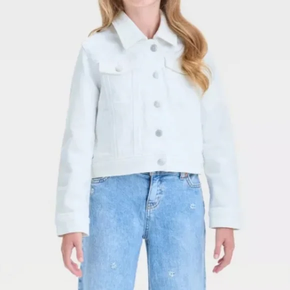 Cat & Jack White Jean Jacket Classic Design Size XS 4/5