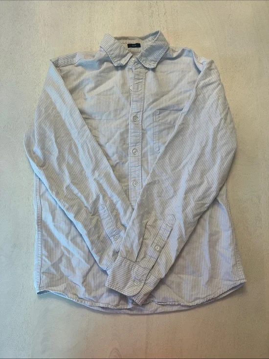 J. Crew Men’s Slim Flex Oxford Light Blue and White Striped Button-Down Shirt