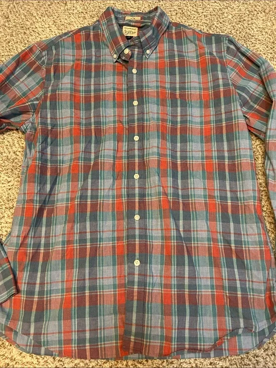 J Crew Men's Plaid Button-Down Shirt Slim
