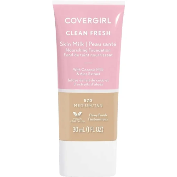 2 x COVERGIRL, Clean Fresh Skin Milk Foundation, 570 Medium/Tan