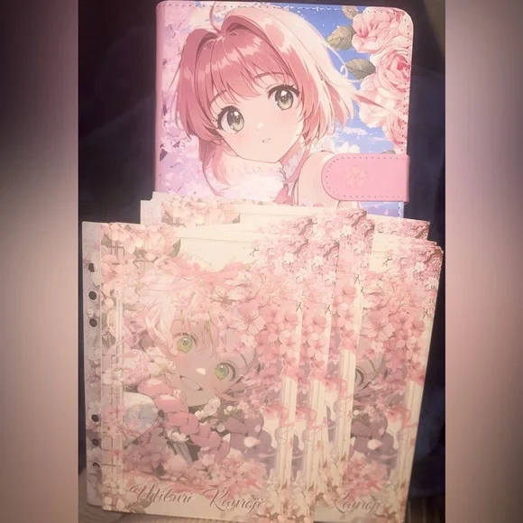 1 Pink Sakura Anime A5 Binder and Floral Inserts